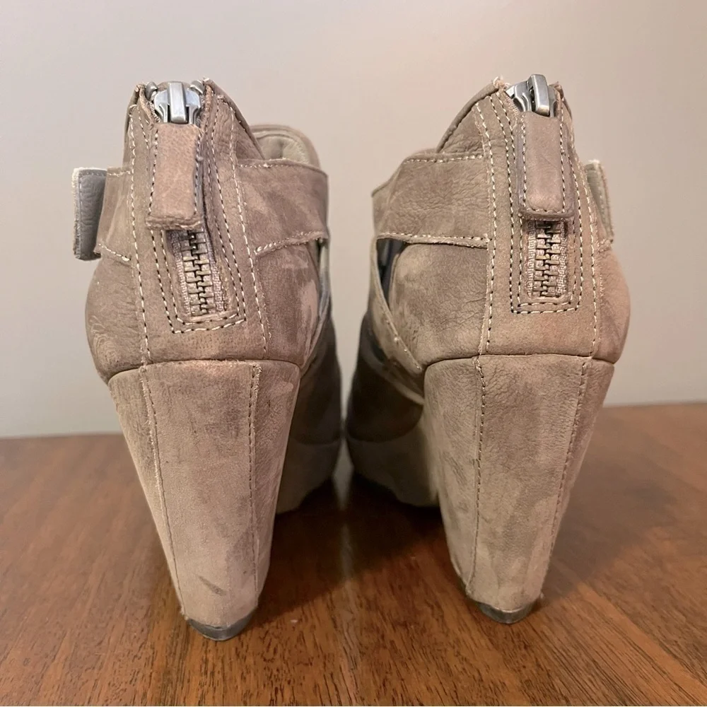 Eileen Fisher Brown Suede Ankle Wedge Heel 6.5